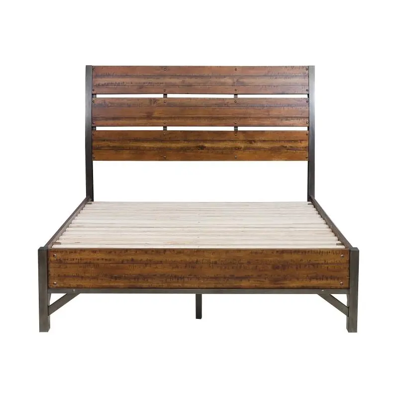 Holverson King Platform Bed in Rustic Brown & Gunmetal 1715K-1EK*