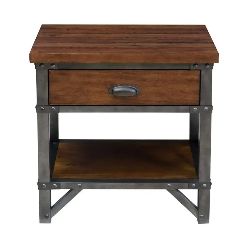 Holverson Nightstand in Rustic Brown & Gunmetal 1715-4
