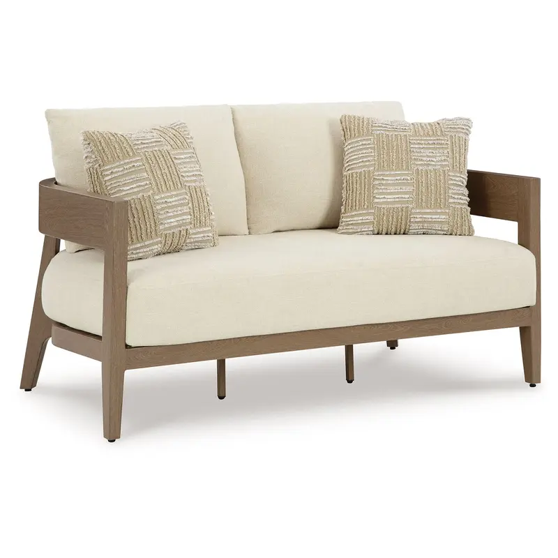 Serene Bay - Loveseat With Cushion - Dark Brown / White
