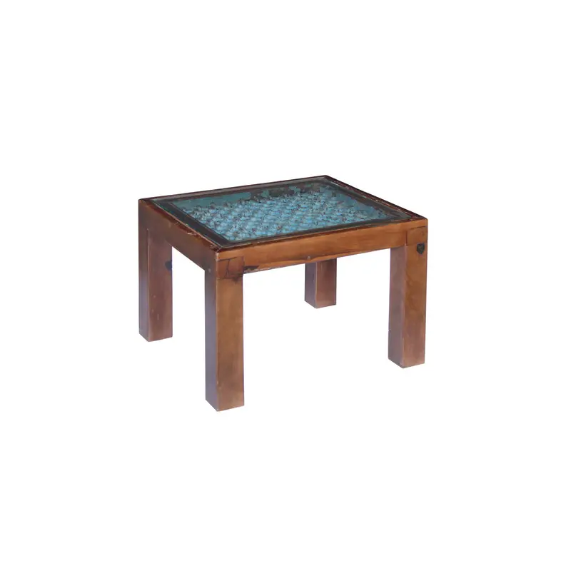 Wooden Glass Coffee Table 24"