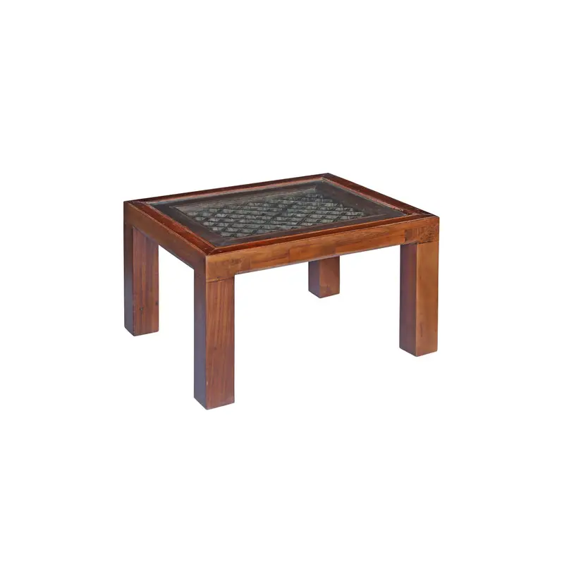 Wooden Glass Coffee Table 27"