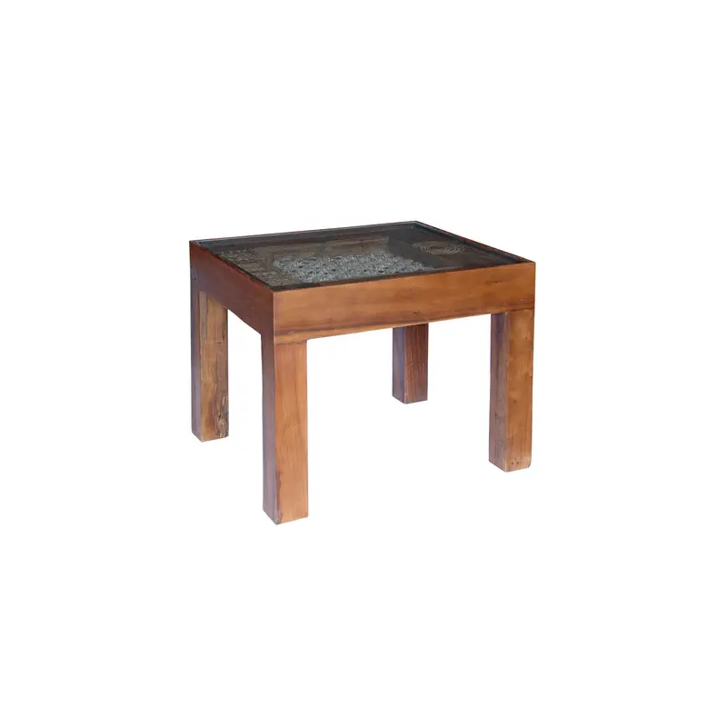 Wooden Glass End Table 25"
