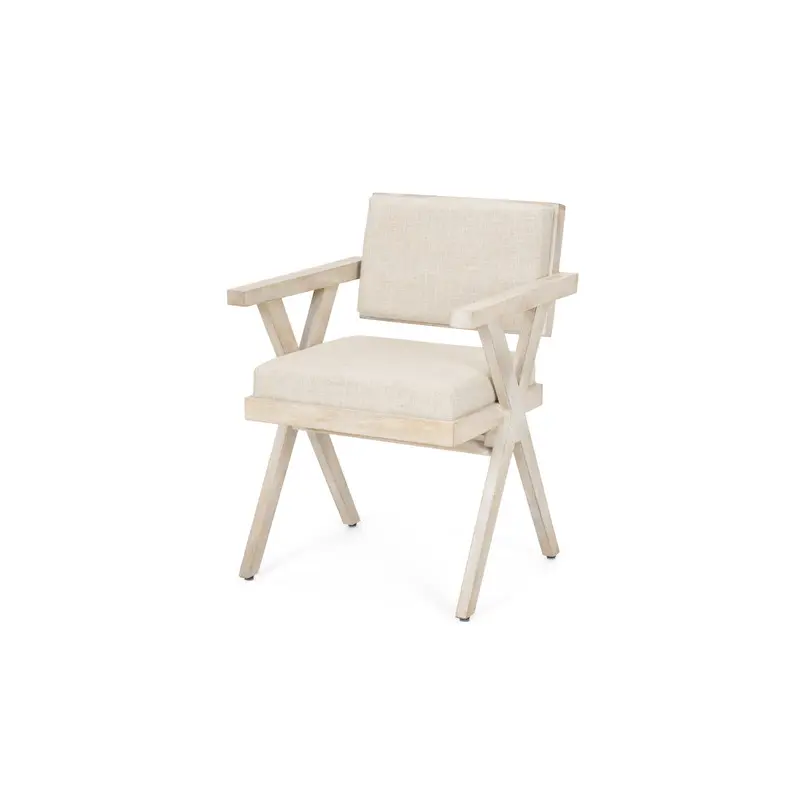 Topanga I Cream Fabric Wrap Blonde Wooden Frame Dining Chair