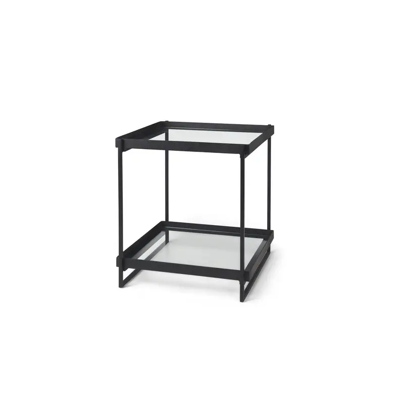 Trey Black Metal W/Glass Accent Table