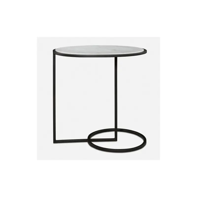Twofold White Marble Accent Table