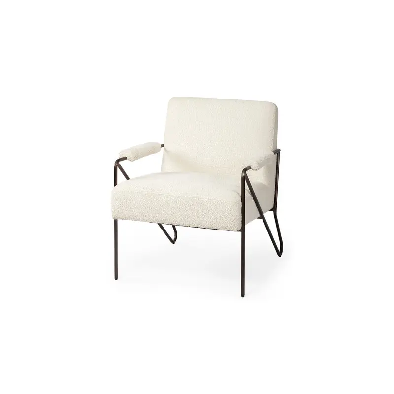 Vicunya Cream Fabric W/Gun Metal Gray Metal Frame Accent Chair