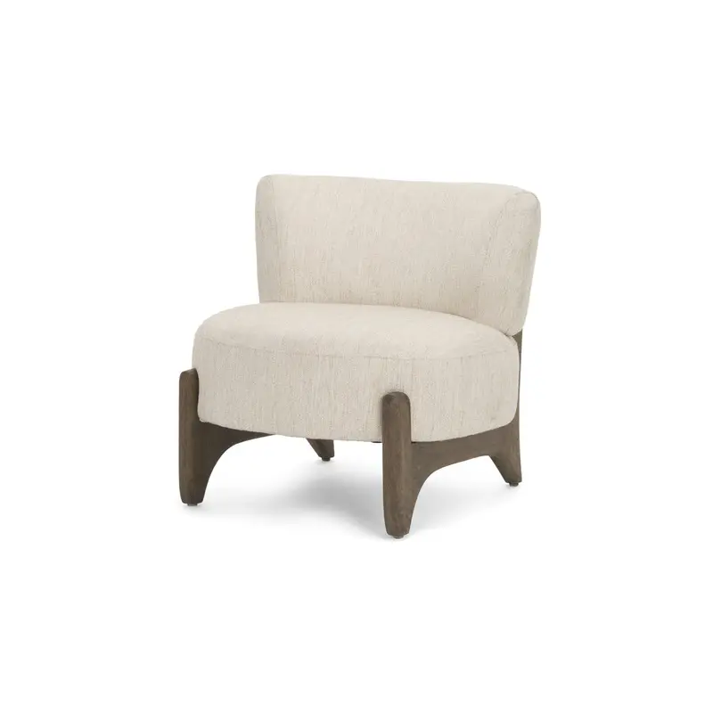 Vyra Dark Brown Wood w/ Cream Fabric Accent Chair