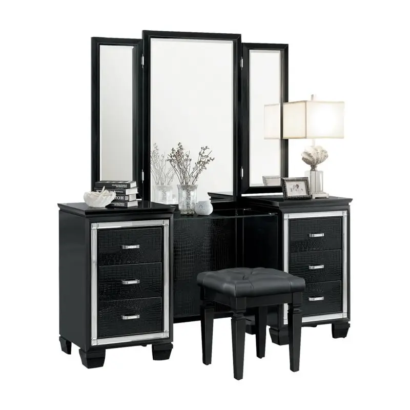 Allura Vanity Dresser with Mirror in Black 1916BK-15*