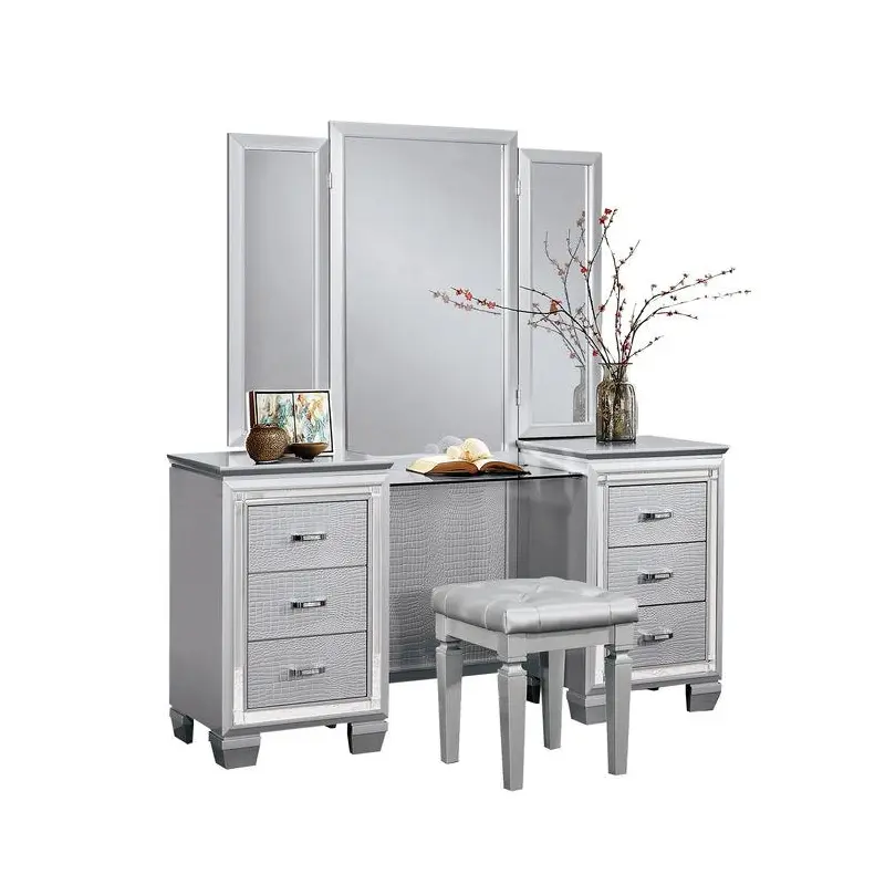Allura Vanity Dresser with Mirror in Silver 1916-15*