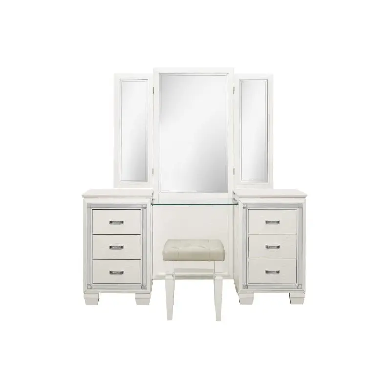 Allura Vanity Dresser with Mirror in White 1916W-15*