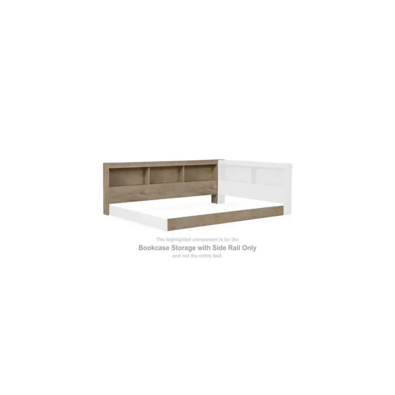 Oliah - Bookcase Storage w/Side Rail - Natural
