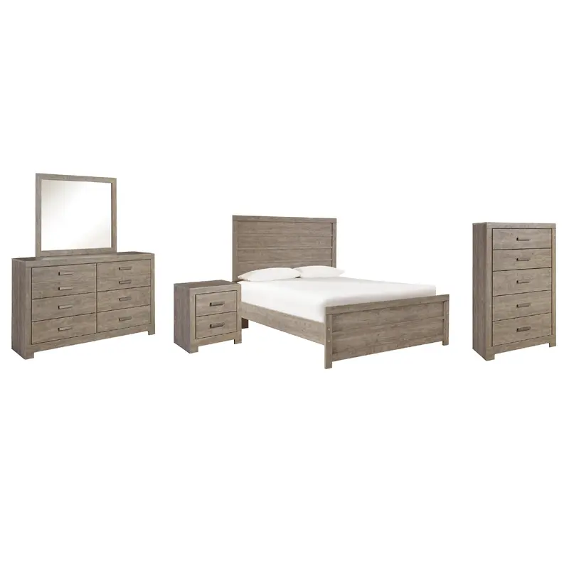 Culverbach Full Panel Bed with Mirrored Dresser, Chest and Nightstand