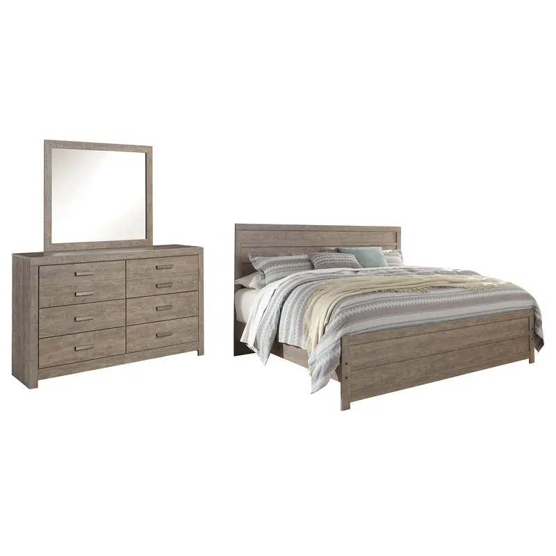 Culverbach King Panel Bed with Mirrored Dresser