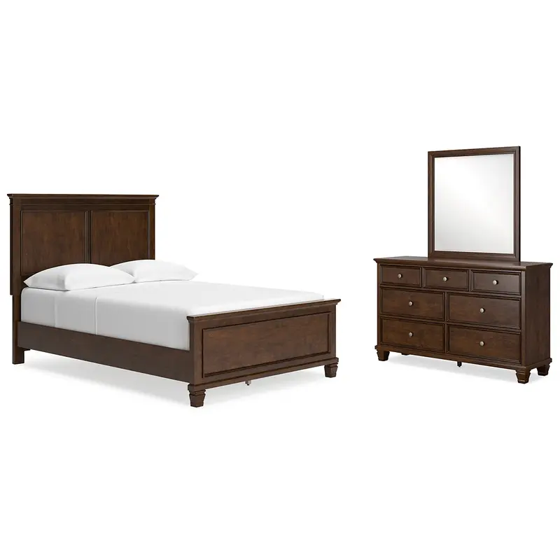 Danabrin Full Panel Bed with Mirrored Dresser