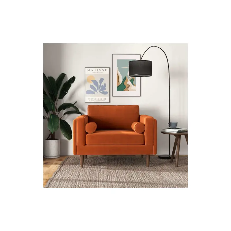 Amber Burnt Orange Velvet Lounge Chair - 41"