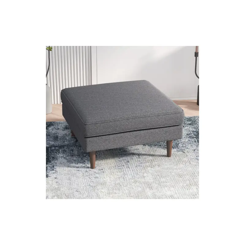 Amber  Square Upholstered Ottoman (Seaside Grey) - 32"