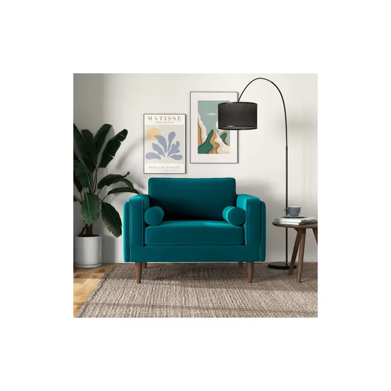 Amber Teal Velvet Lounge Chair - 41"