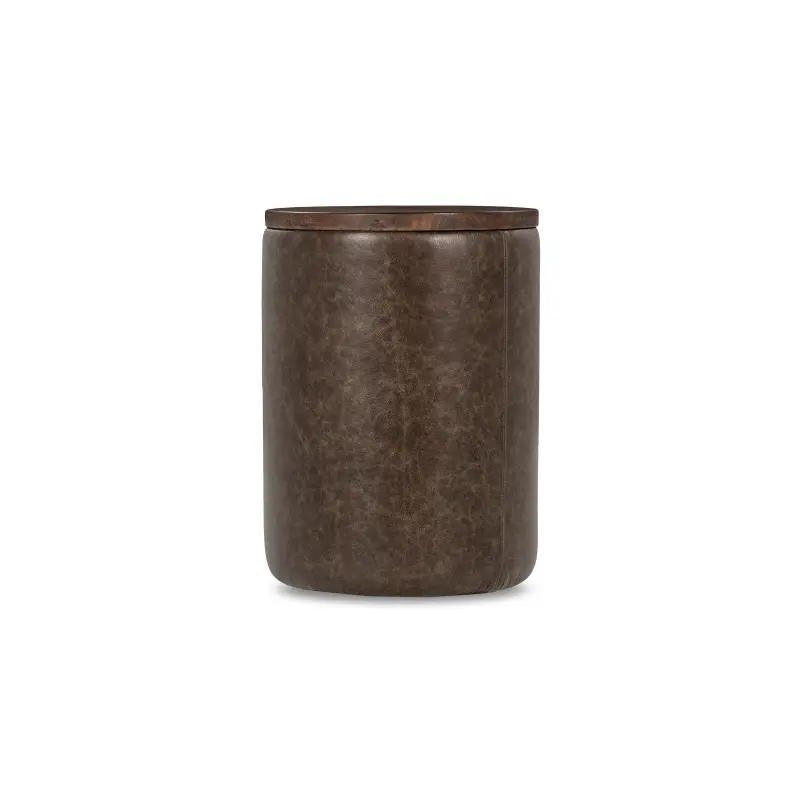 Andra Leather Round Accent Table