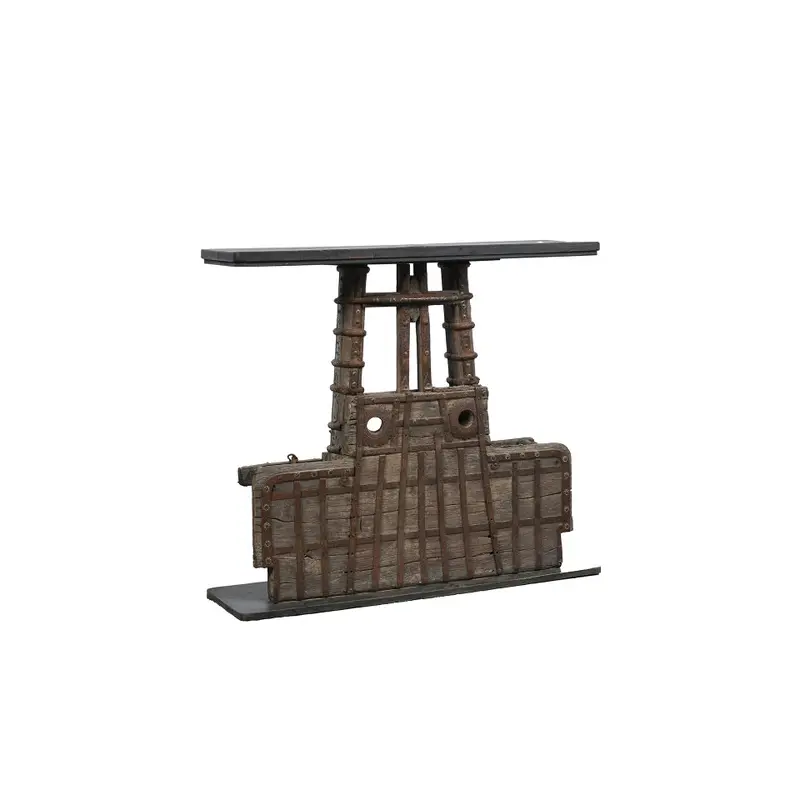 45" Reclaimed Wood Cart Console Table