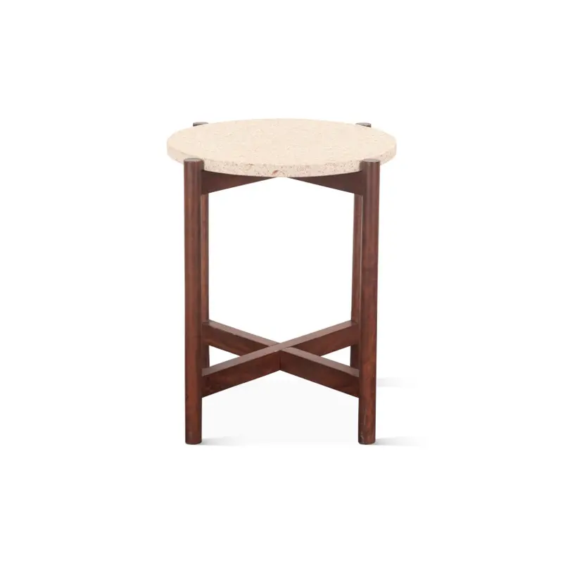 Abstract 18" Side Table with Casted Cement Top and Mango Wood Base