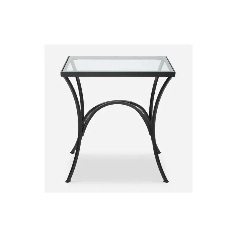 Alayna Black Metal & Glass End Table