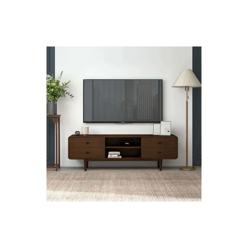 Alexa Mid Century Modern Style TV Stand - Brown - 71"
