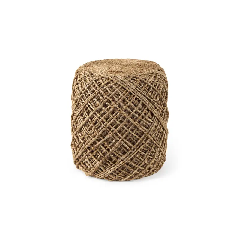 Allium Brown Handwoven Wool Cylindrical Pouf