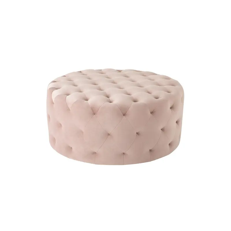 Tufty Velvet Upholstered Round Ottoman 38"