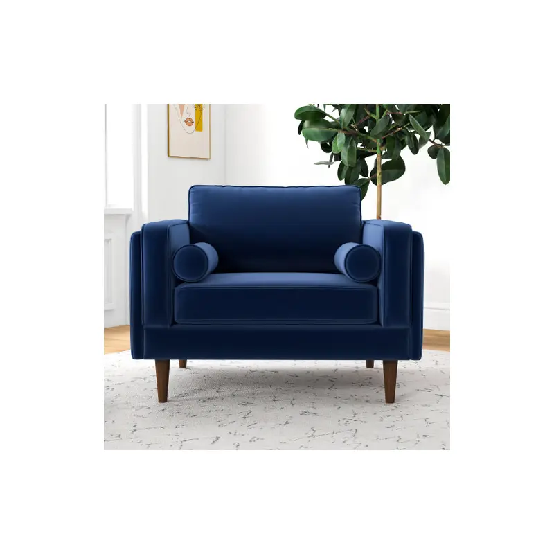 Amber Lounge Chair (Navy Blue Velvet) - 41.3"