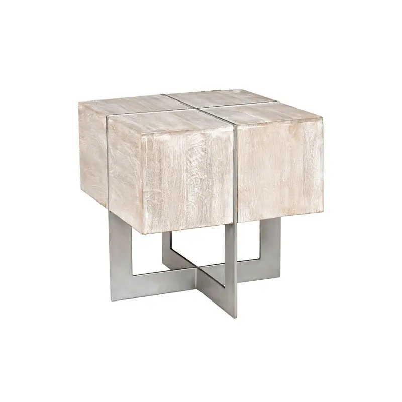 Uptown Whitewashed Solid Wood Square End Table
