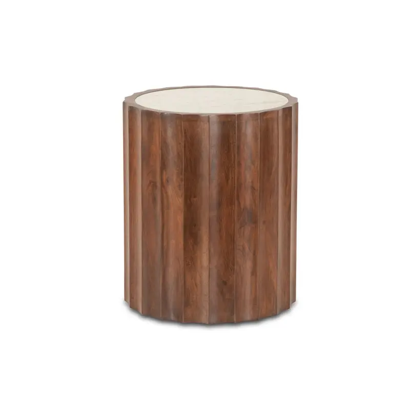 Willow White Marble Round Side Table 18"