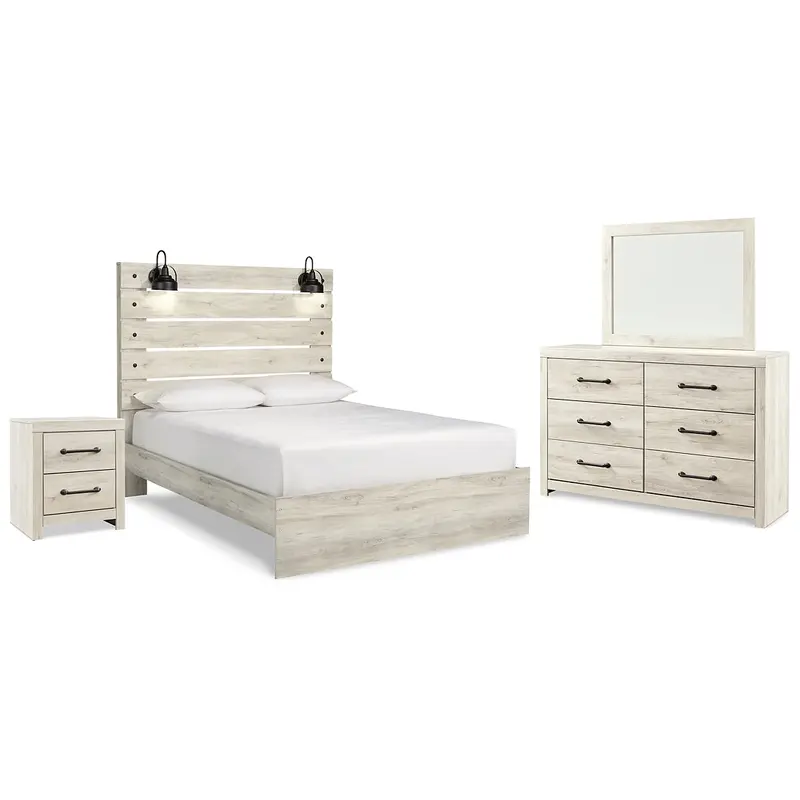 Cambeck Queen Panel Bed with Mirrored Dresser and Nightstand