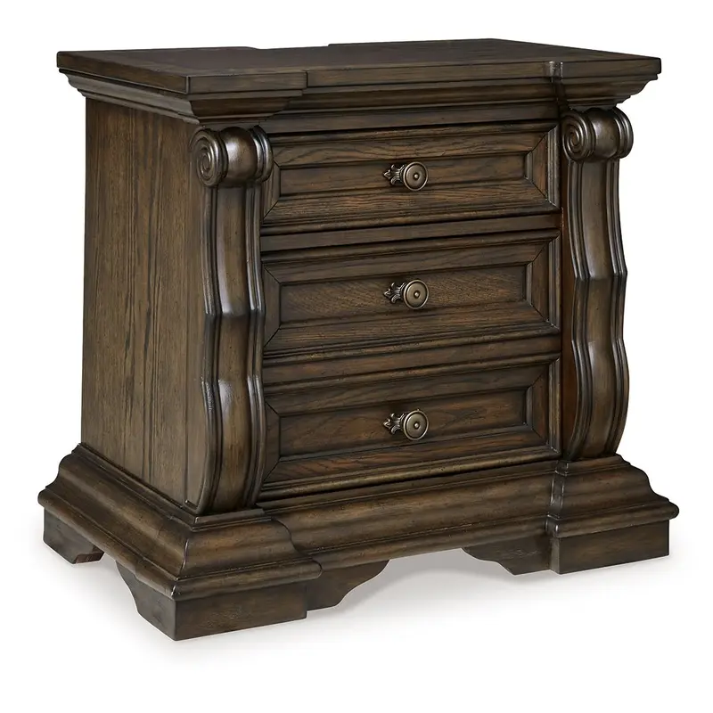 Maylee - Three Drawer Night Stand - Dark Brown