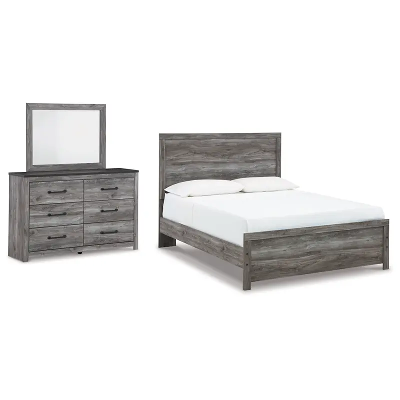Bronyan Queen Panel Bed with Mirrored Dresser