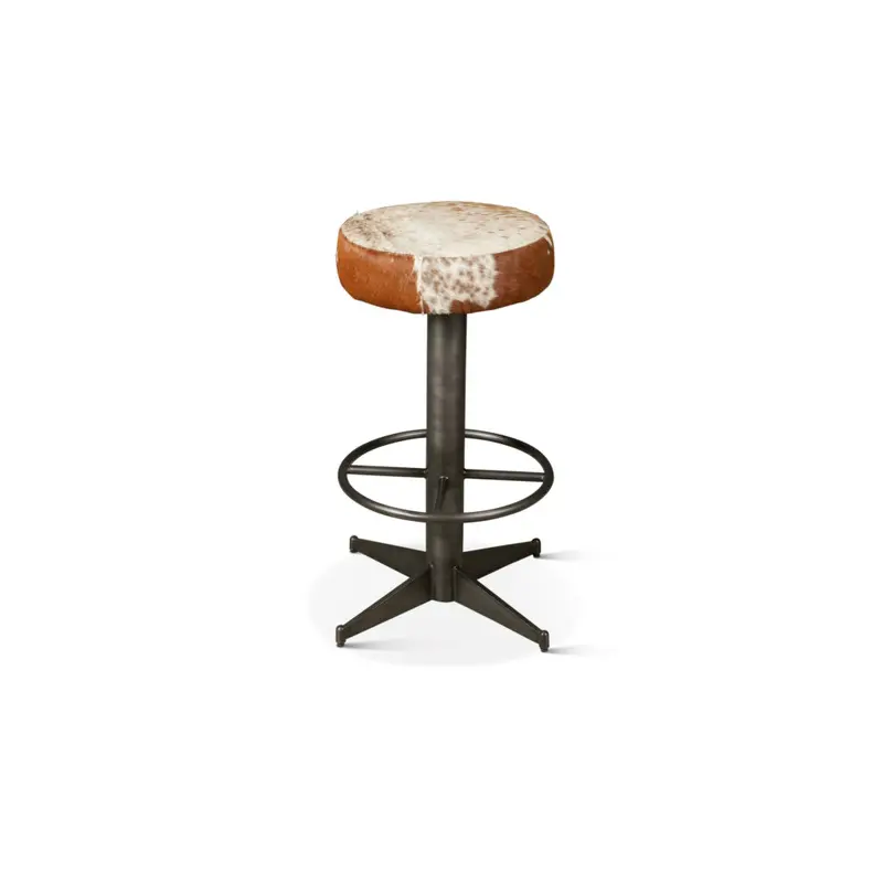 Cora 16" Brown Cowhide Leather and Iron Bar Stool