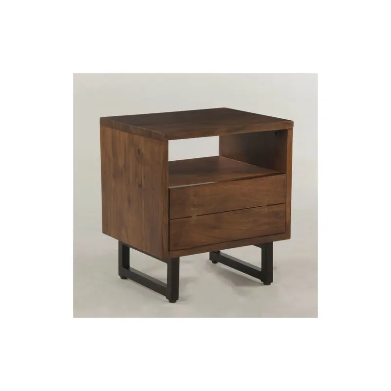 Live Edge Solid Wood & Iron 1 Drawer Nightstand