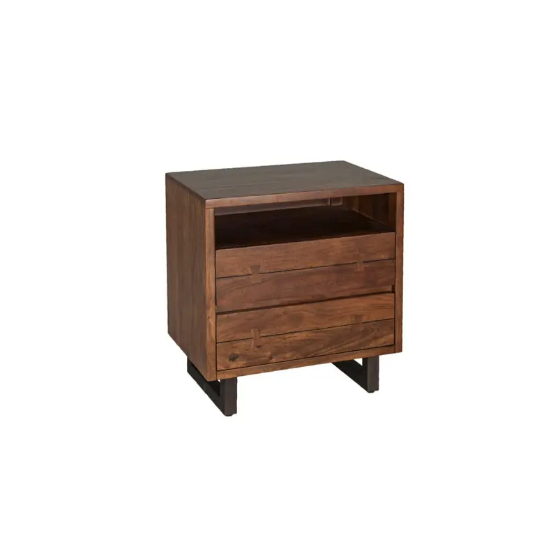 Live Edge Solid Wood & Iron 2-Drawer Nightstand