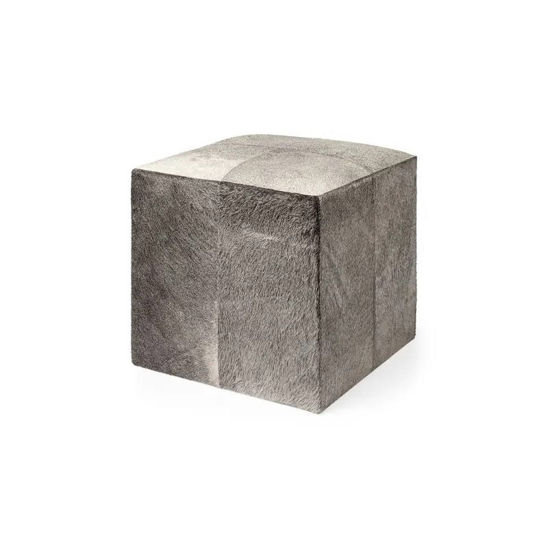 Zahavi I 20" Grey-toned hair-on-hide ottoman