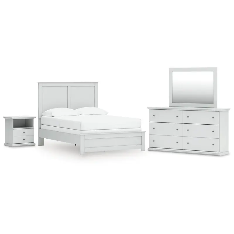 Bostwick Shoals Full Panel Bed with Mirrored Dresser and Nightstand