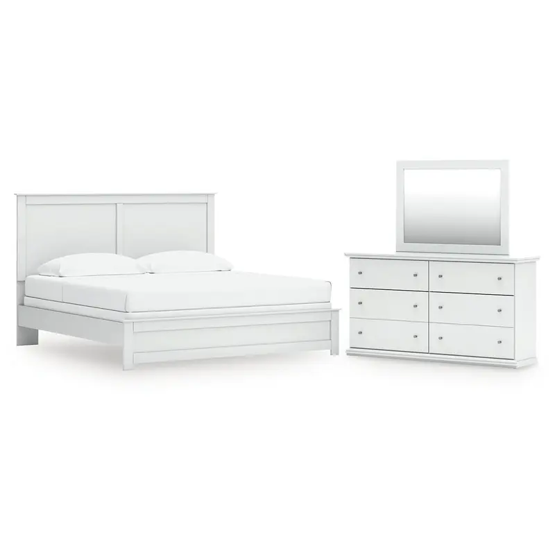 Bostwick Shoals King Panel Bed with Mirrored Dresser