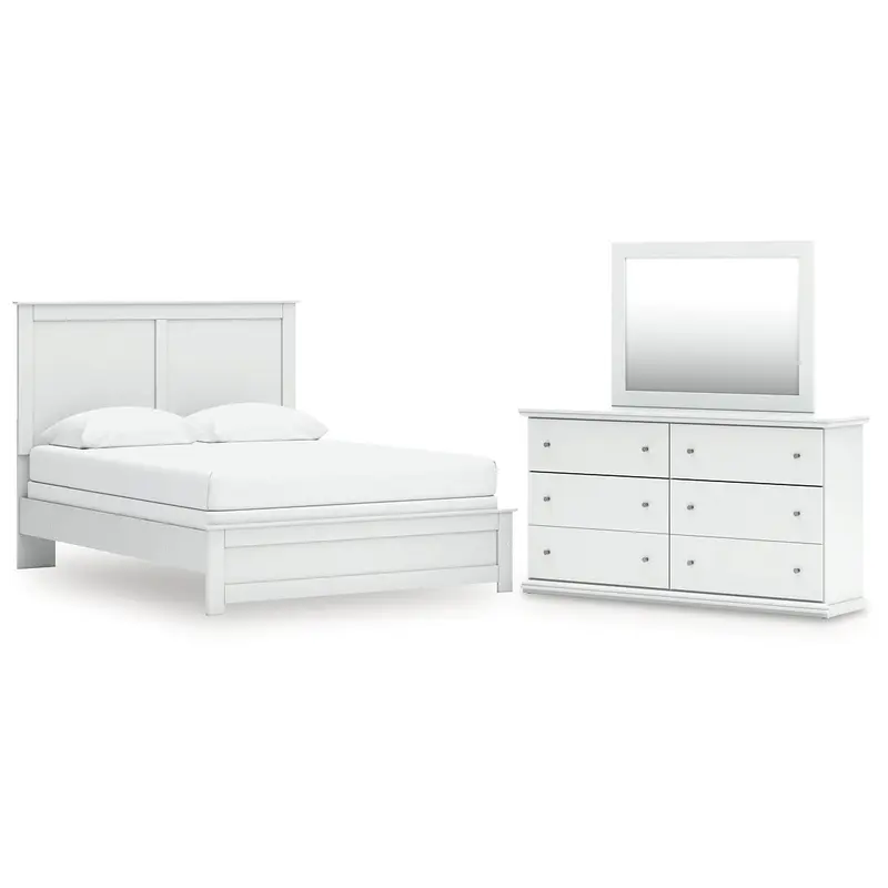 Bostwick Shoals Queen Panel Bed with Mirrored Dresser