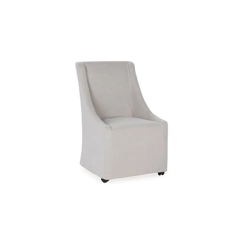 Warwick Upholstered Rolling Dining Chair - Stone Beige