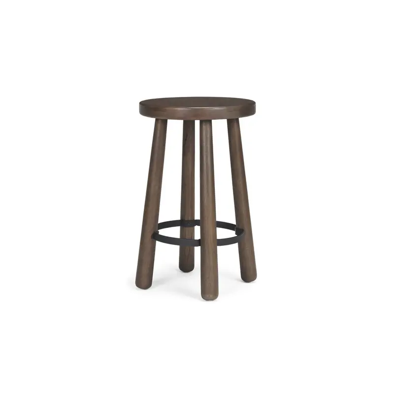Weldon Dark Brown Wood w/ Matte Black Metal Counter Stool
