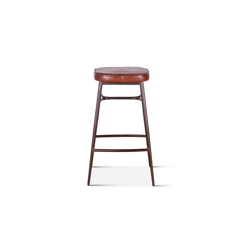 Wellington 19" Backless Bar Stool in Brown Top Grain Leather