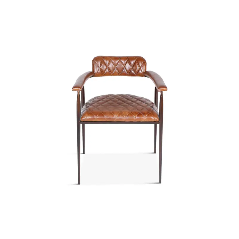 Wellington 23" Dining Armchair in Diamond Leather and Iron