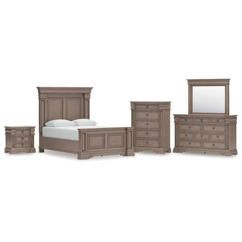 Blairhurst Queen Panel Bed with Mirrored Dresser, Chest and Nightstand