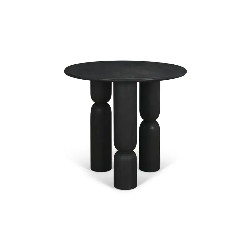 Sonel Matte Black Wood Pedestal Foyer Table