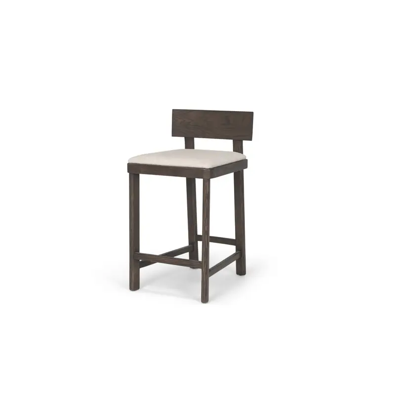 Soren Dark Brown Wood w/ Oatmeal Fabric Counter Stool
