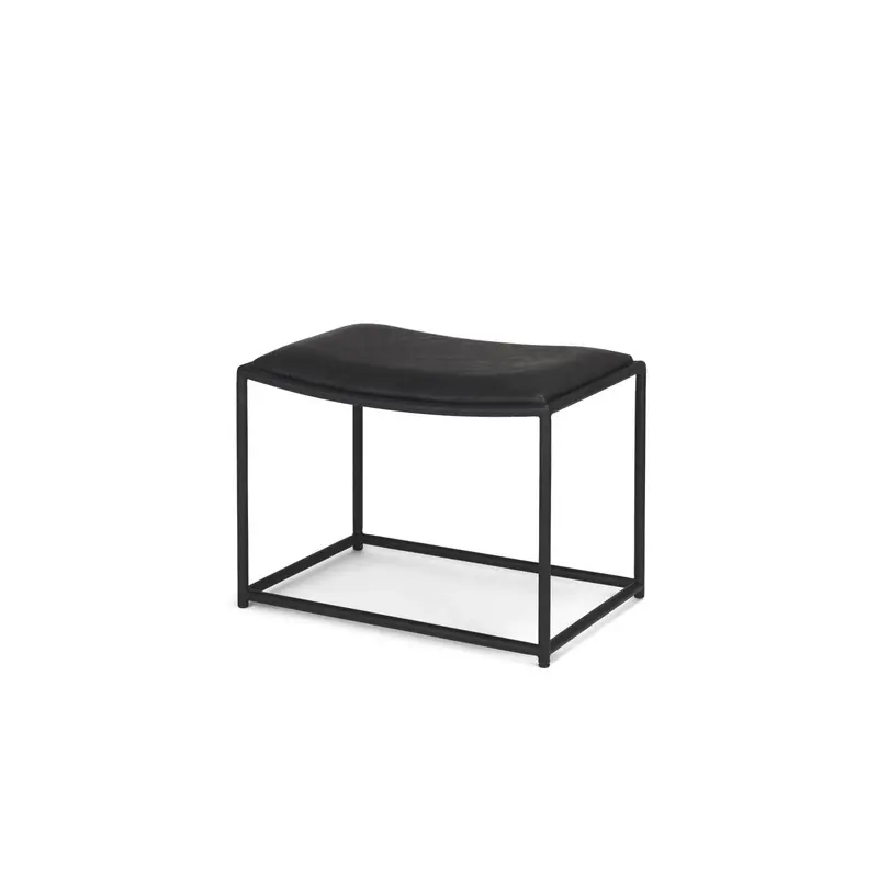Taniel Black Leather w/ Black Metal Stool