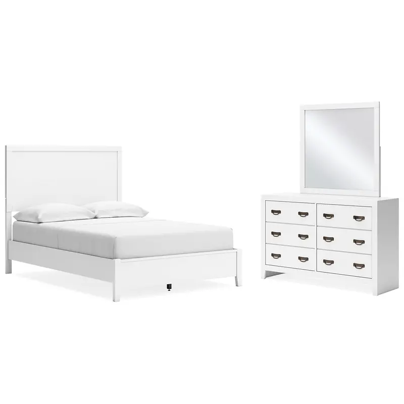 Binterglen Full Panel Bed with Mirrored Dresser